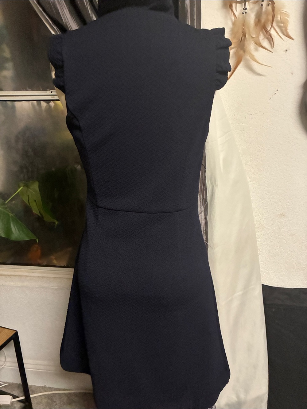 THML Navy Ruffle-Shoulder Mini Dress - Picture 3 of 3